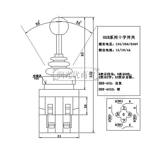 十字摇杆开关主令开关 hkb-4022 四向自锁