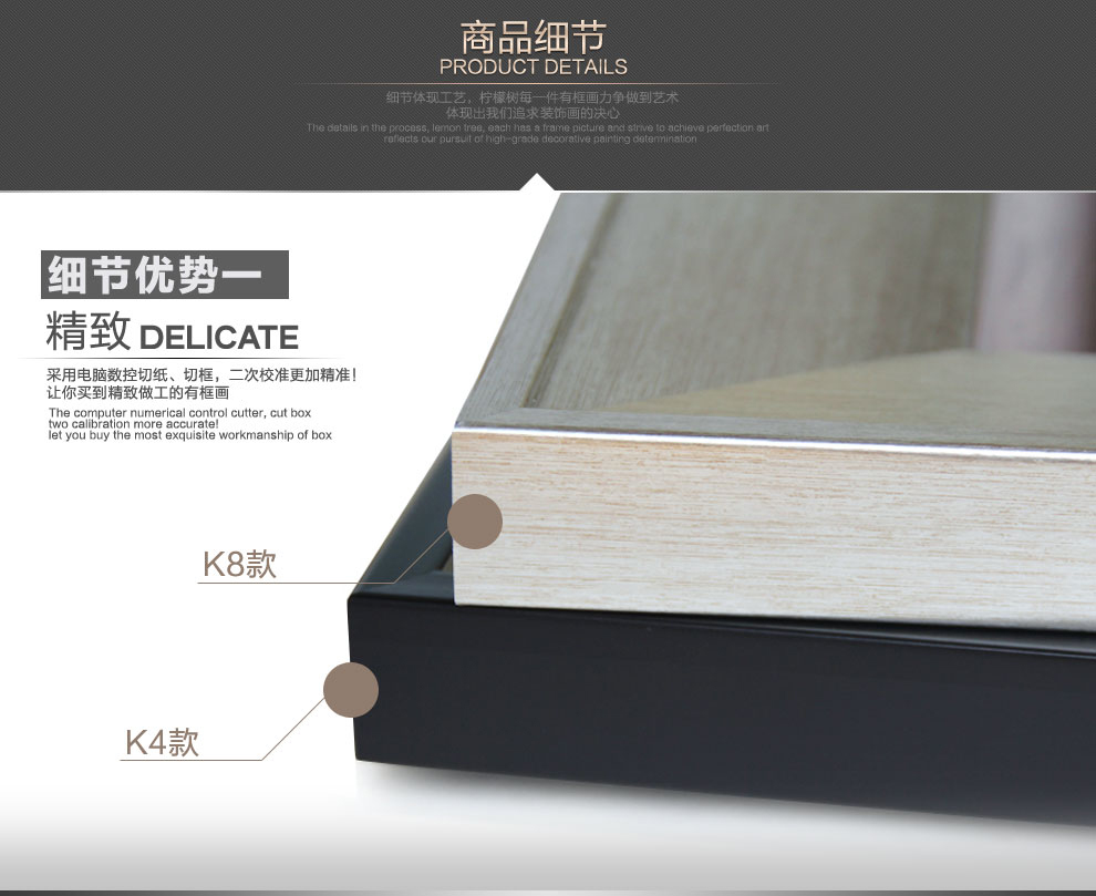 
                                        柠檬树 客厅现代装饰画 沙发背景墙挂画卧室玄关有框壁画简约时尚艺术画 K8系列 B款 60cm*80cm                