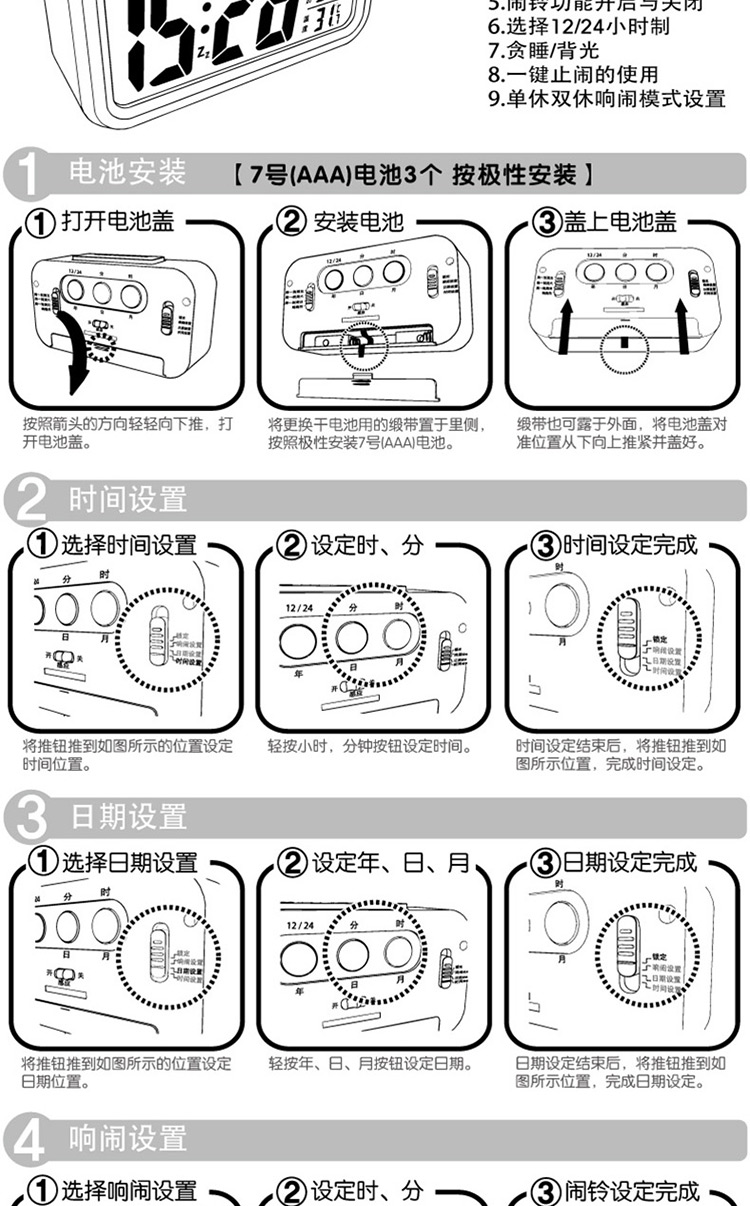 永信(txl)睿智c 智能电子静音懒人聪明灯自动感光闹钟贪睡温度 樱粉