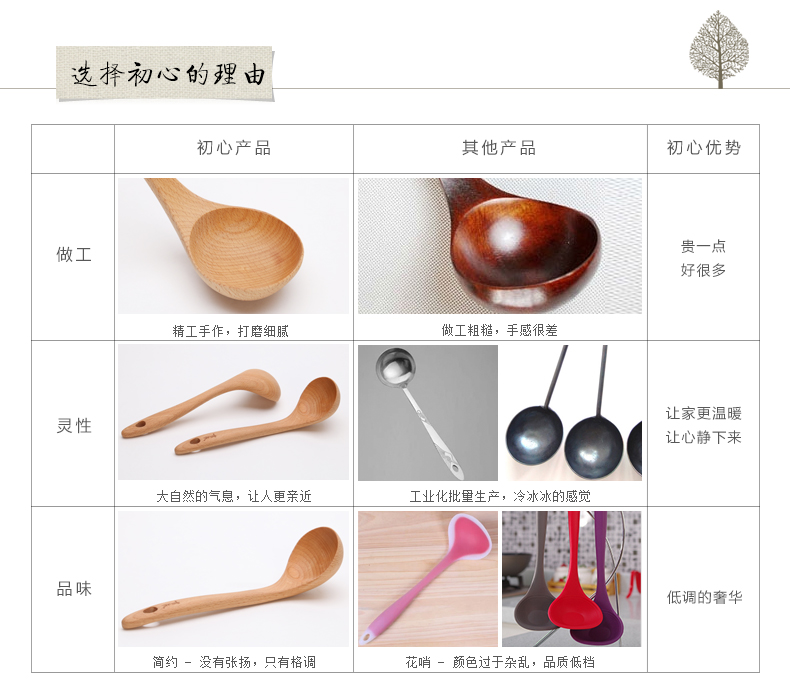 
                                        初心榉木无漆天然木勺子长柄粥勺大汤勺深勺 木质厨具                