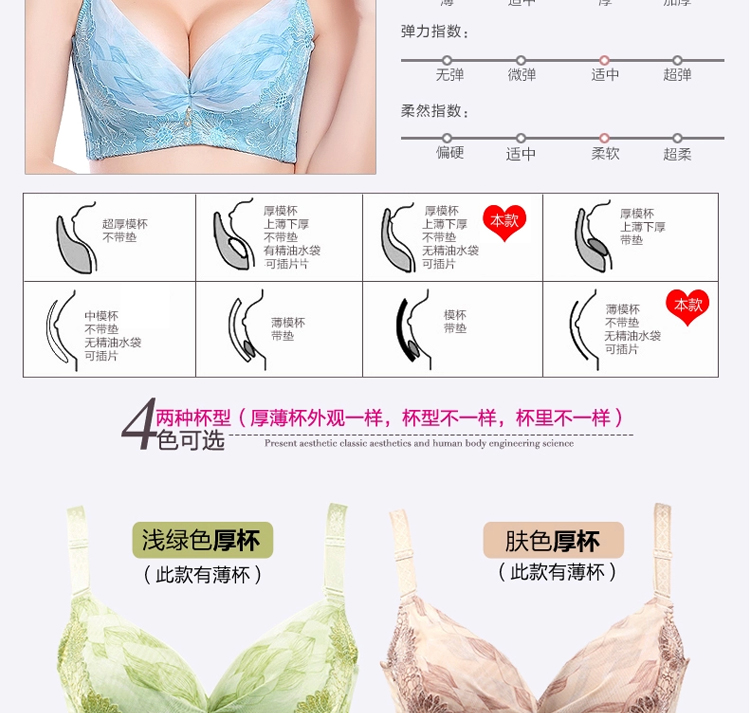 纤慕 <em>小胸</em>聚拢调整型女士<em>文胸罩</em> 刺绣收副乳防