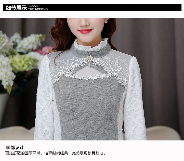 檬伊 2015秋装新款大码韩版女装兔毛打底衫 图片色 2XL