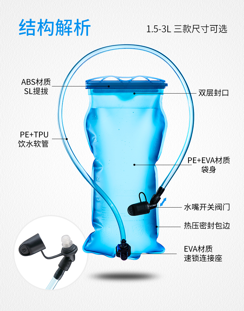 naturehike挪客户外饮水袋便携折叠大容量运动登山骑行喝水装水袋2l