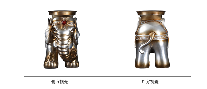
                                        雅尊 家居装饰树脂工艺品欧式创意招财大象换鞋凳子 客厅树脂动物摆件 珍珠金一对豪华款                