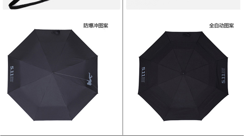 零时差创意防爆冲511雨伞全自动伞男士商务伞超大双人雨伞折叠太阳伞晴雨两用黑胶防晒防紫外线 全自动-大号黑色