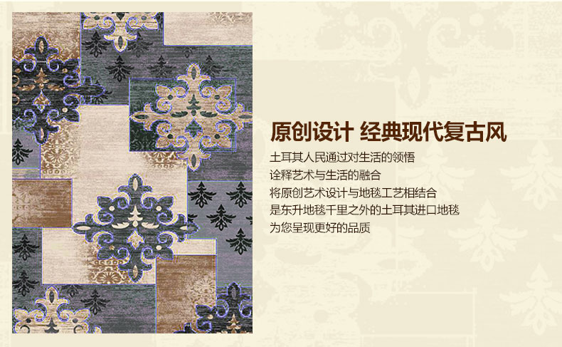 东升地毯 法斯特土耳其进口 现代简约茶几沙发卧室床边床前飘窗大地毯地垫 038A灰 160x230cm