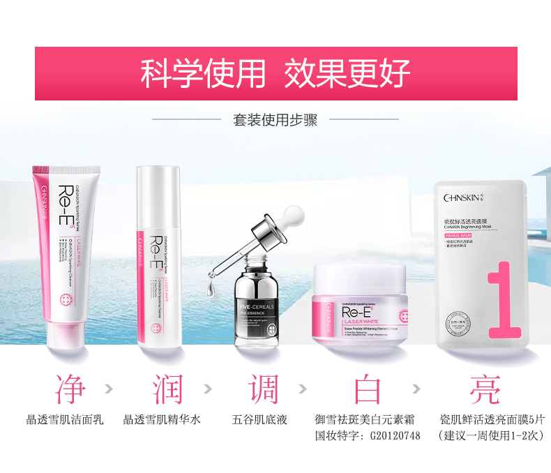 瓷肌（SPA CHNSKIN） 祛斑美白套装淡黄亮肤补水保湿化妆品男女护肤品