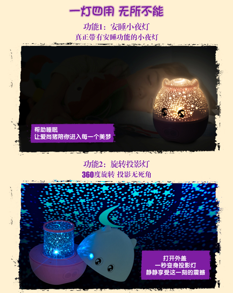 
                                        有乐 星空旋转投影仪  浪漫星空灯 创意生日礼物 实用父亲节礼物520送女友女生闺蜜 二代遥控款/水晶蓝/五色光                