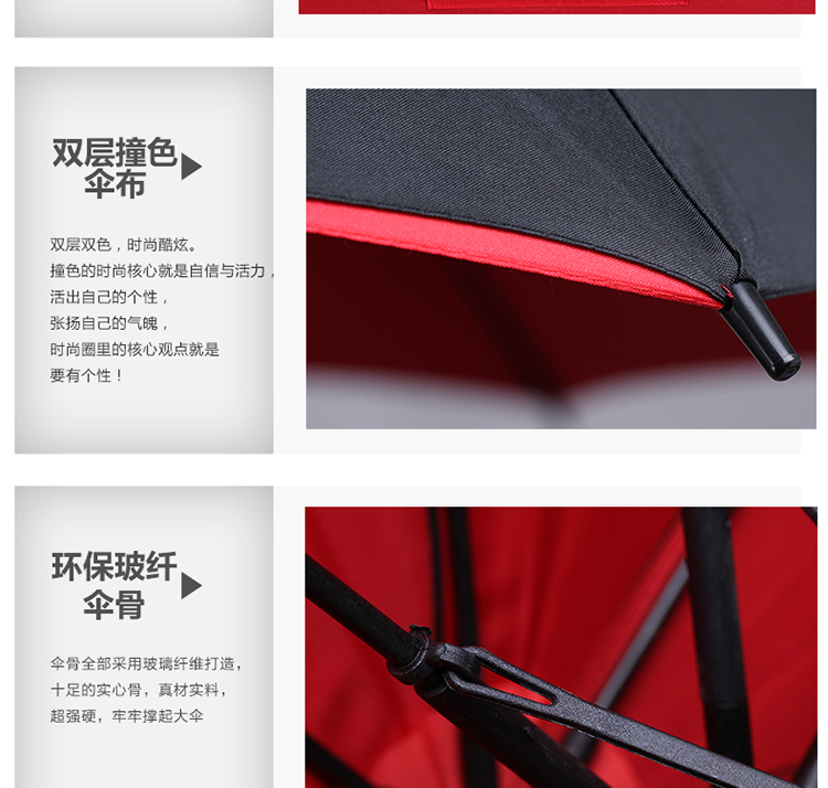 匠之心雨伞男士遮阳伞创意长柄伞双层伞布内侧收纳口袋设计防暴雨专用伞超大防风伞3人用 外蓝内黄