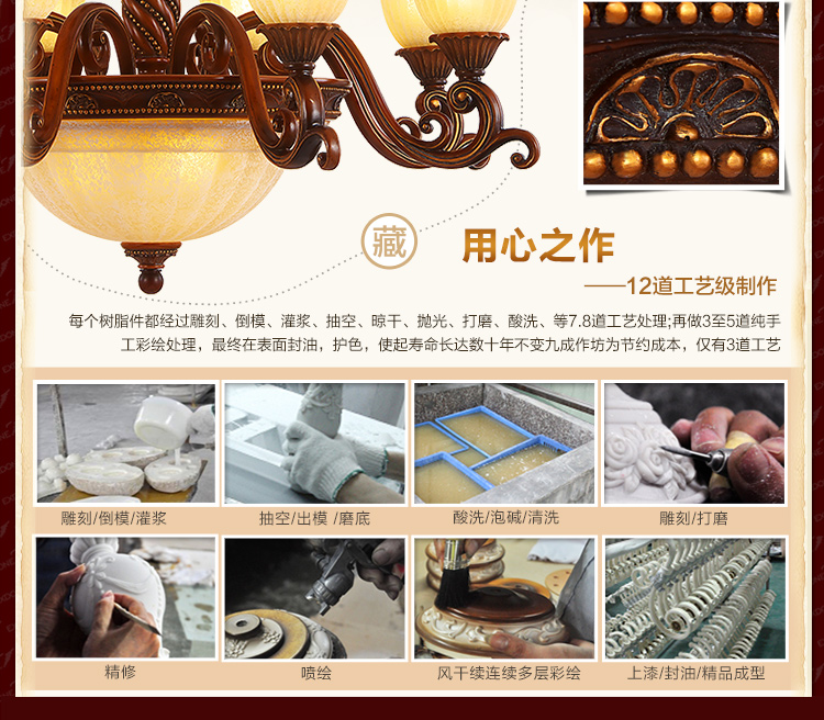 华艺灯饰 欧式吊灯 客厅餐厅卧室书房复古简约灯具 艾克诗顿 CH0076 5头