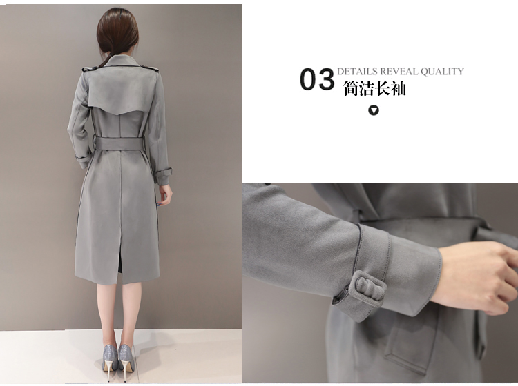 衣品辰（Epcen）2015冬装女装新款中长款修身显瘦风衣外套DSD1802 灰色 M