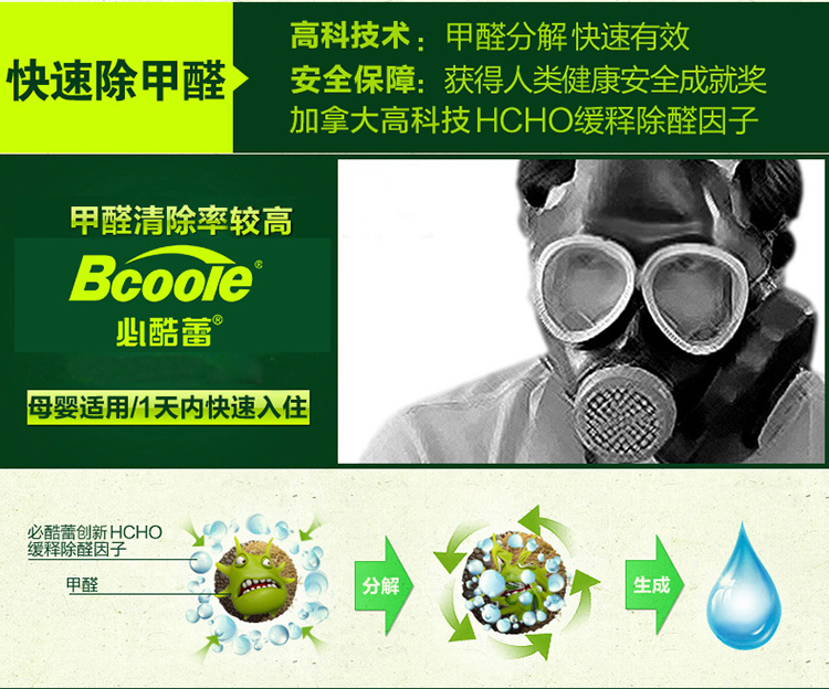 
                                        必酷蕾 甲醛清除剂 强力型家具装修去除油漆味净化剂除味喷雾喷剂                