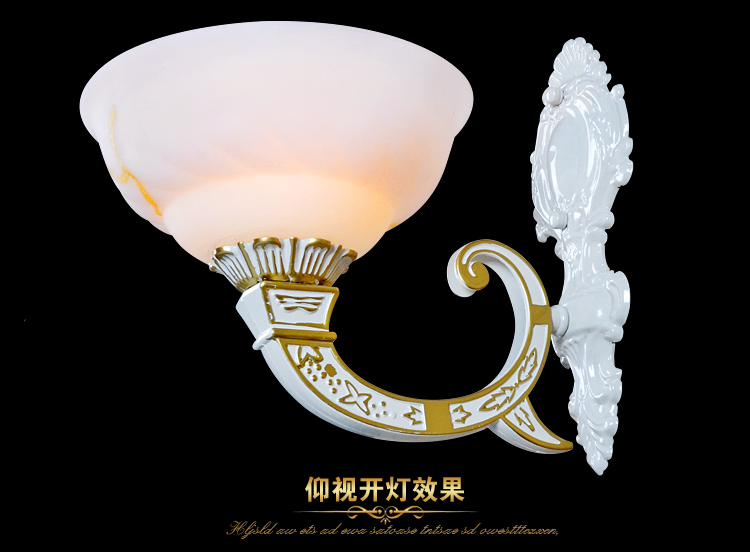 
                                        尚华英伦 欧式田园壁灯树脂灯 卧室床头美式客厅灯具 送灯泡b05 双头                