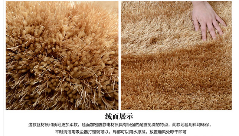 港龙地毯现代简约客厅地毯卧室地垫六厘米毯绒 银灰色 70*140cm