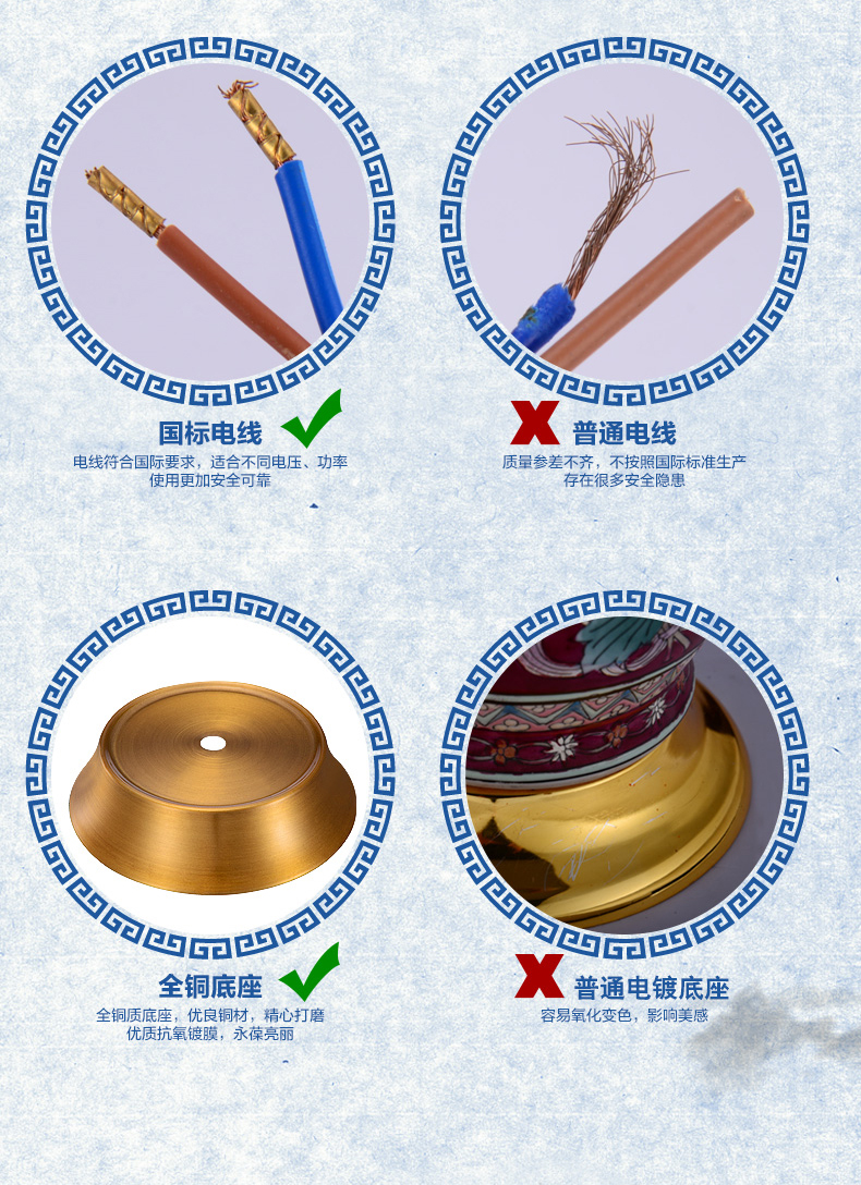 中式陶瓷台灯卧室床头灯 美式客厅台灯婚庆青瓷装饰台灯 YQ3005A