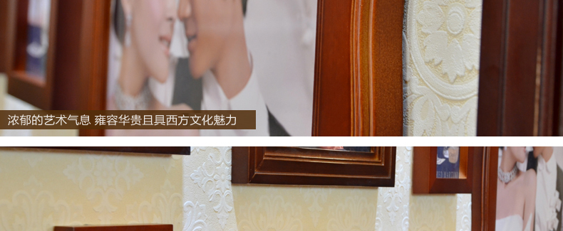 古笛 实木照片墙 相框墙 欧式复古 客厅美式相片墙创意相框组合 客厅美式照片墙