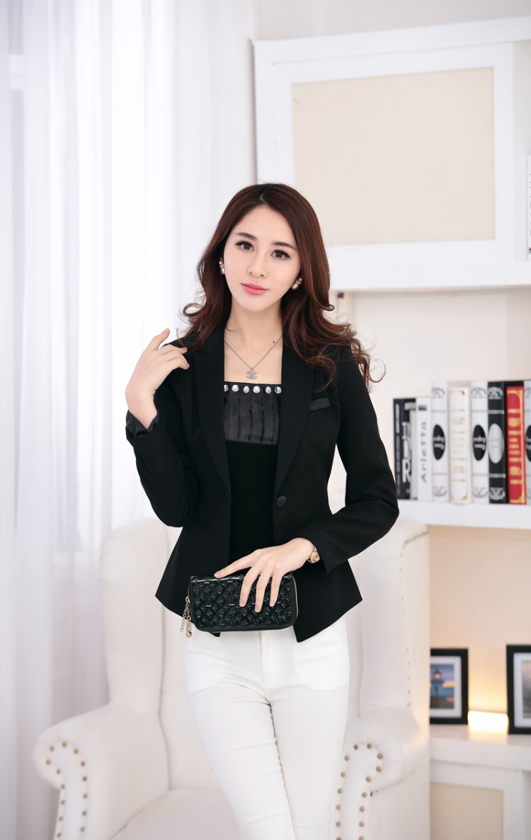 美妖阁   2015秋季职业装女装女士西装显瘦女士正装西服OL气质大码工作服SS 灰色 M