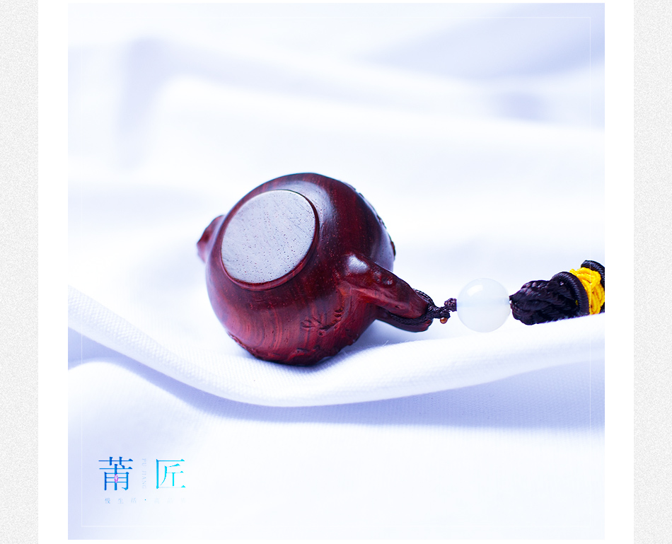 莆匠 红木雕茶壶手把件 印度小叶紫檀喜上眉梢古董文玩茶壶把玩件古玩收藏挂件节日送长辈送朋友的生日礼物 手把件/挂件