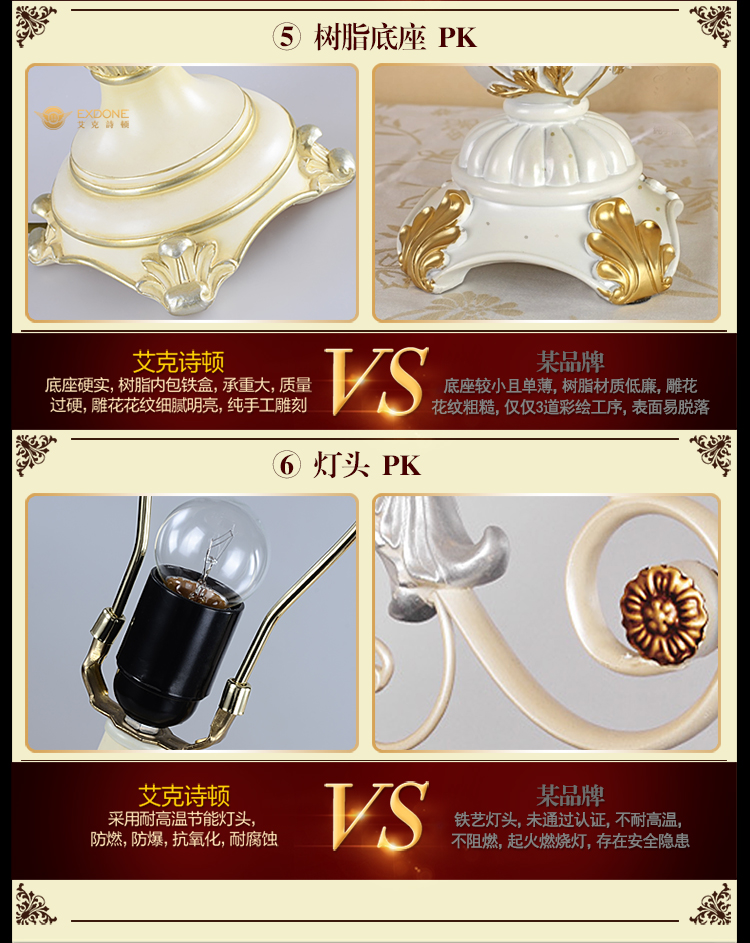 
                                        华艺 灯饰 台灯 卧室 床头欧式装饰台灯客厅书房温馨床头布艺灯具 艾克诗顿 TBW0002                