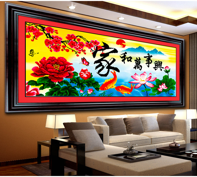 
                                        鸿胤蒙娜丽莎十字绣满钻客厅钻石画家和万事兴钻石绣贴钻画圆钻魔方钻餐厅大幅风景系列砖石绣 YT1002(QT6565) 长1.30米*宽0.62米                