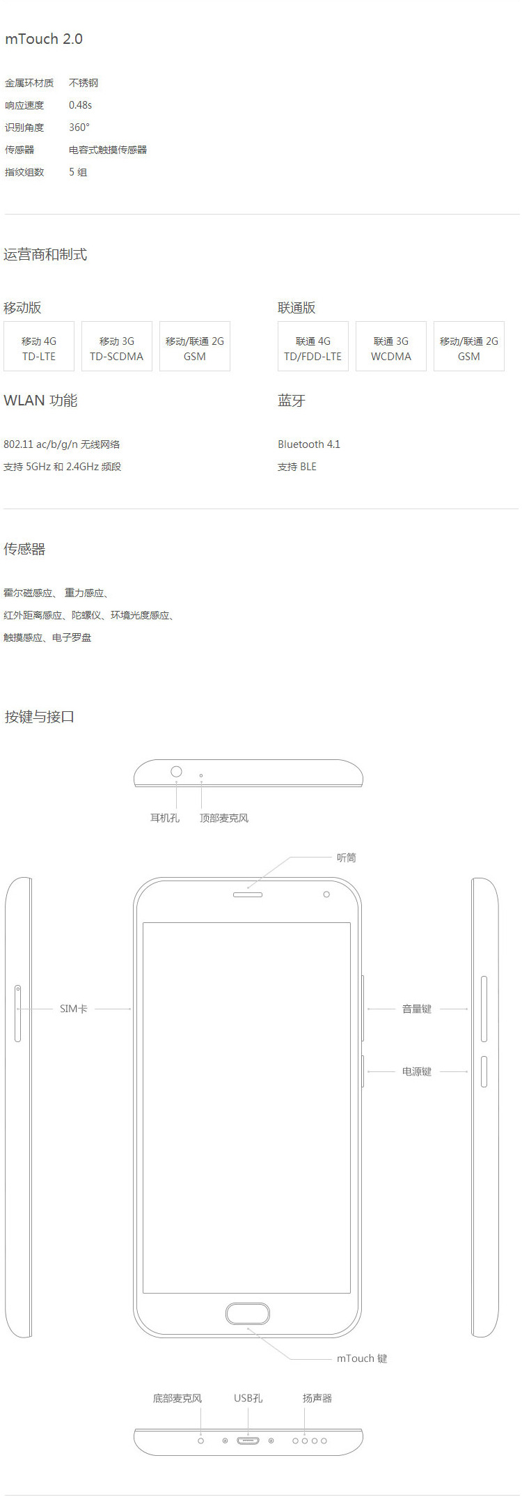 魅族 MX5 双卡双待手机 银白 移动(32GB ROM)更新固件支持双4G 标配版