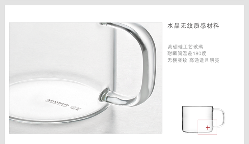
                                                            尚明 CP02玻璃品杯 小茶杯  耐热水杯 透明品茗杯 带把茶杯子  两只装 两只装                