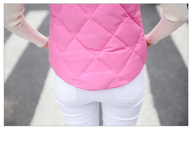 瑜歌欧洲站2015秋装新款外套大毛领加厚羽绒服马甲女短款YG2918 粉红色 L
