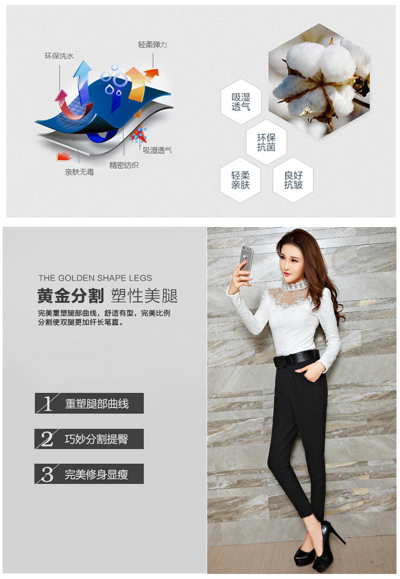 蒙沃儿 2015新款女九分休闲裤毛呢哈伦裤女韩版潮春秋宽松小脚裤加厚显瘦 灰色 M