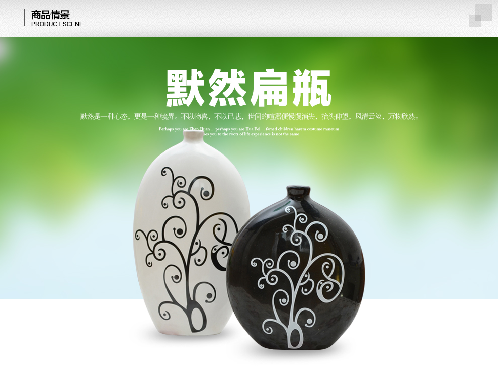 傲世瓷业 景德镇陶瓷器 时尚简约家居工艺品客厅摆件装饰品 默然花瓶B008 白高黑低