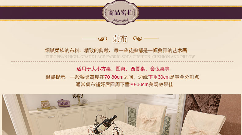 
                                        月和家思 欧式蕾丝布艺桌布餐桌布椅套茶几布盖布多用巾 菲奥拉 110*160桌布                