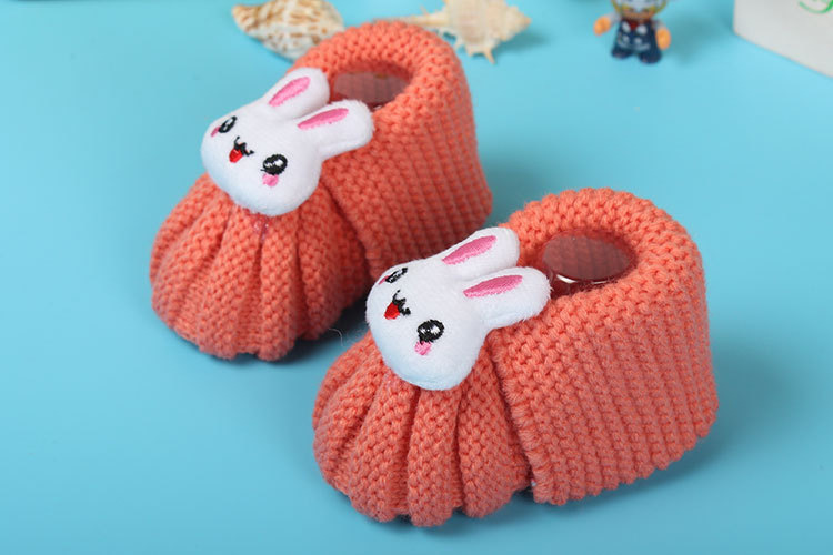 yamilan婴儿毛线袜新生儿手工编织鞋袜男女幼儿立体地板袜春秋薄款