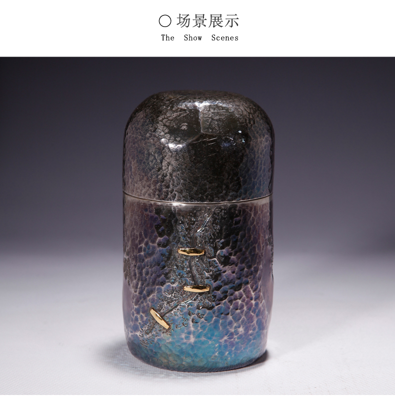 
                                        纯银镶金茶叶罐 大气茶叶桶 手工密封茶罐 茶器茶道配 大盈若冲茶叶罐.                