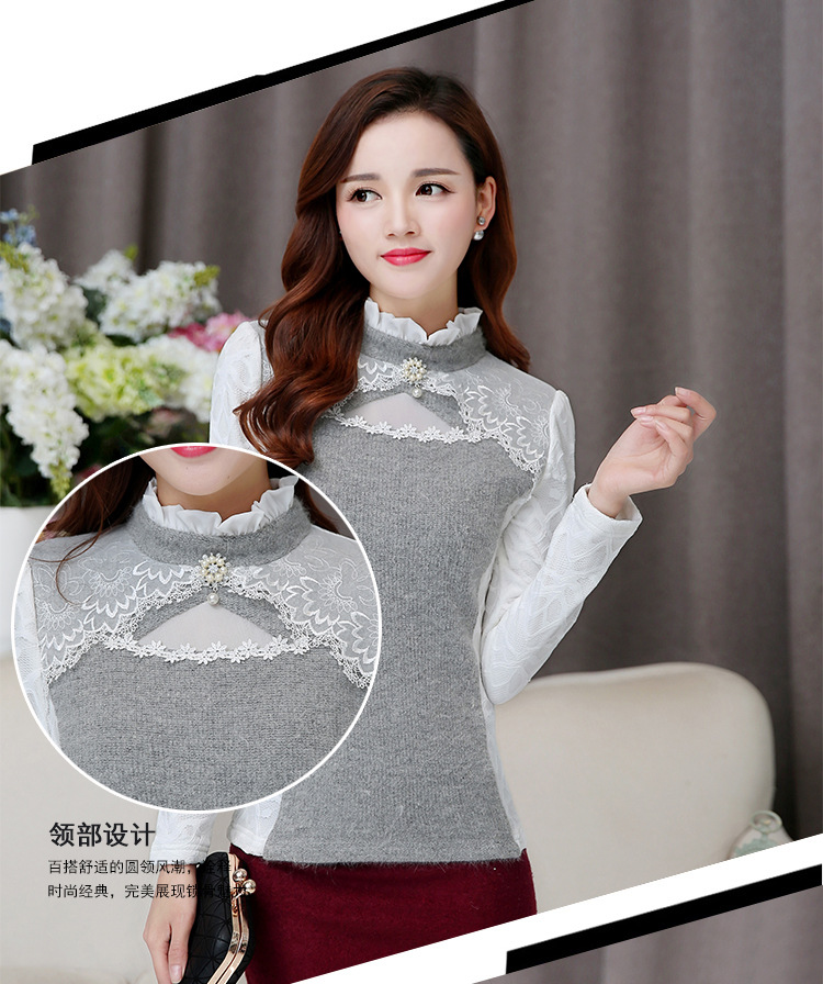 檬伊 2015秋装新款大码韩版女装兔毛打底衫 图片色 2XL
