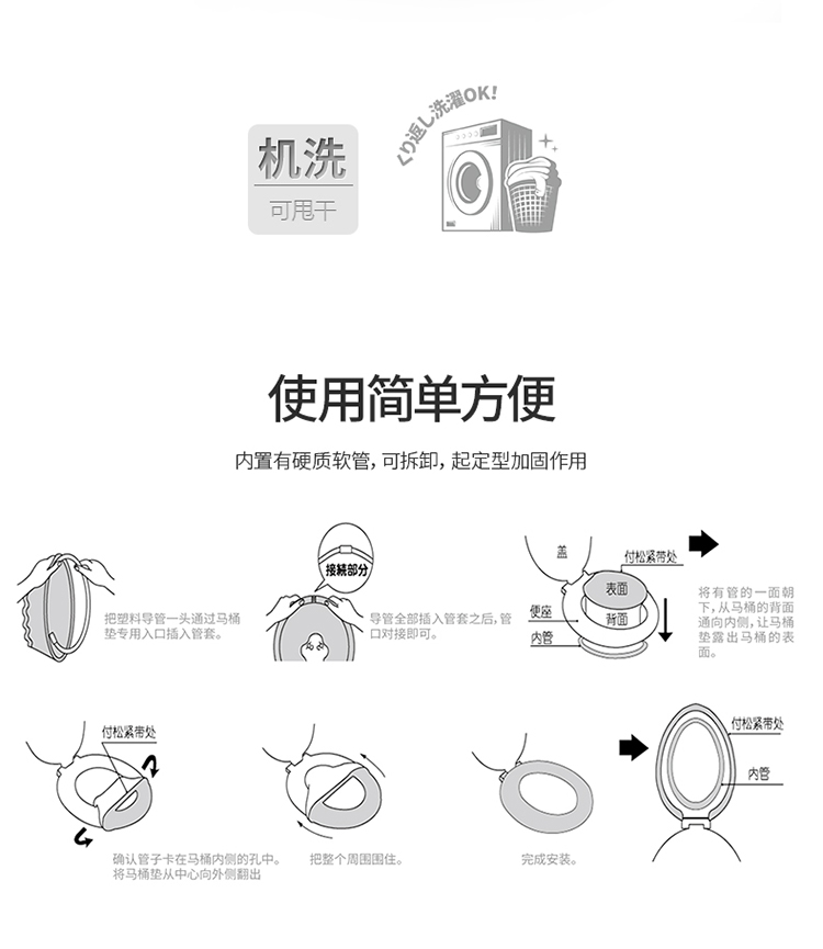 
                                                                                FaSoLa日式O型纯棉马桶垫  厚织圆型马桶垫/马桶圈/马桶贴 圆型坐便套 O形马桶垫水绿色                