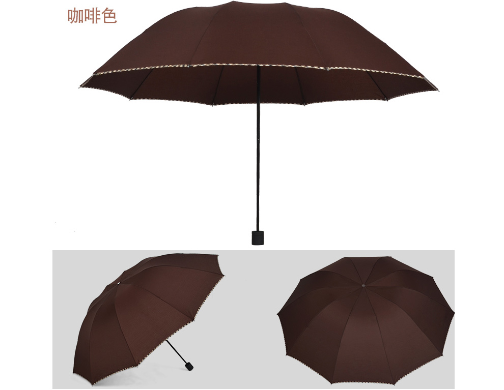 
                                        男士三人晴雨伞折叠大号双人加固韩国两用女黑色红蓝纯色三折伞 折叠大三人蓝                
