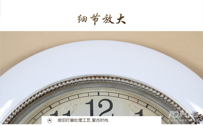 
                                        丽盛欧式静音壁挂钟客厅时尚装饰餐厅挂表卧室创意现代圆形时钟表 白色                
