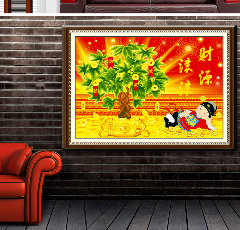 A KS钻石十字绣满钻5D钻石画钻石绣财神贴钻画摇钱树财源滚滚招财进宝钻石秀钻粘画圆钻客厅 AKS货号Z071(MK1157) 长0.86米*宽0.57米