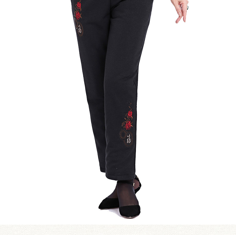 南极人羽绒服中老年羽绒裤女外穿加厚保暖宽松优雅大码秋冬女长裤 福禄绣 S