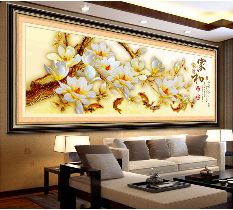 
                                        欧伦皇室方钻石十字绣钻石绣贴钻画玉兰花钻石画家和富贵新款客厅圆钻满钻水钻画5D砖石画点钻 QT6374家和富贵 尺寸长约138cm宽约51cm                