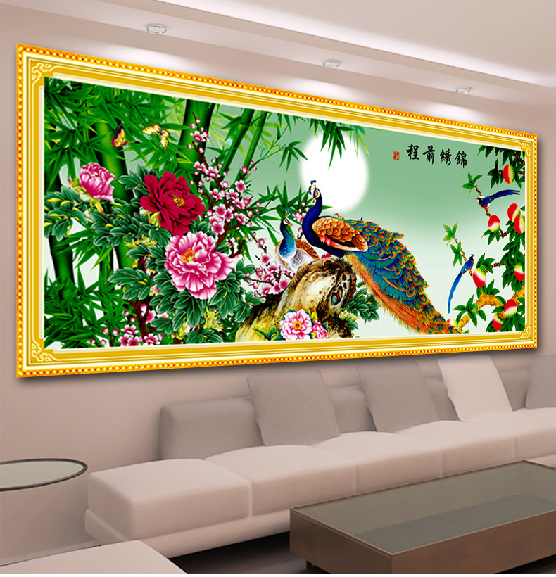 A KS钻石十字绣孔雀满钻5D钻石画钻石绣贴钻画花开富贵牡丹锦绣前程十字绣新款大画客厅点钻 Z123(MK1073) 长1.91米*宽0.80米
