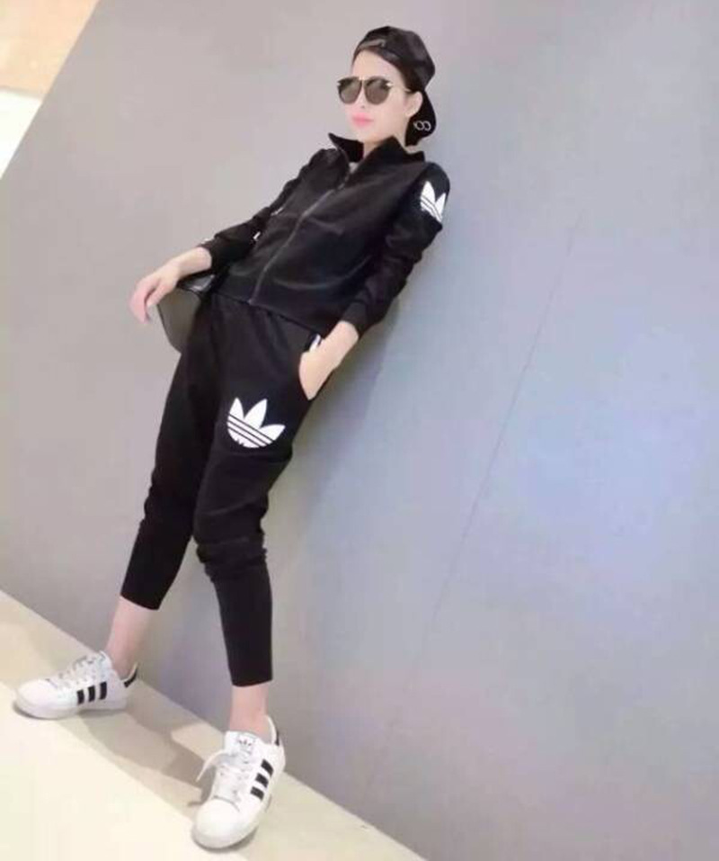 贝妮鹿2015秋装新款三叶草套装秋冬卫衣纯棉修身休闲运动服 蓝色 M