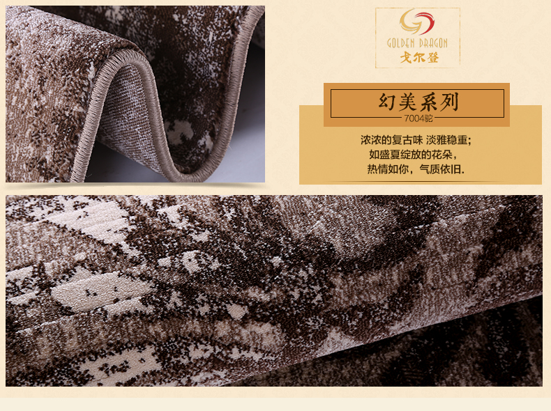 戈尔登地毯 土耳其进口现代简约客厅茶几地毯 卧室沙发垫房间地毯 土耳其进口7004黑 160cmx230cm