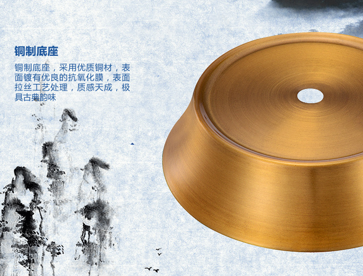 中式陶瓷台灯卧室床头灯 美式客厅台灯 手绘写意画婚庆装饰台灯 笑口常开