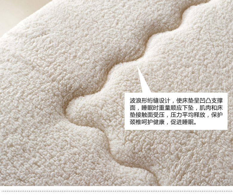 
                                        暖舒馨床垫法兰绒 羊羔绒保暖榻榻米床褥加大双人款床褥子 床垫子  秋冬超柔加厚型 白色(羊羔绒) 180cm*200cm                