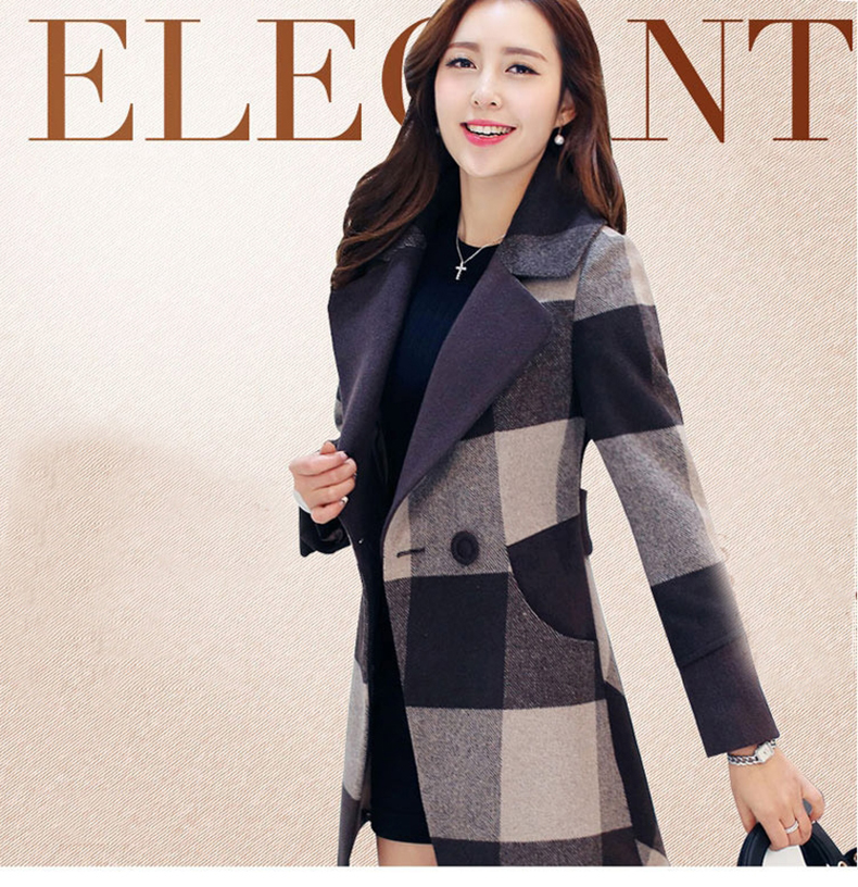 Meijia Garment 2015 winter thick Korean female new grid gross? 