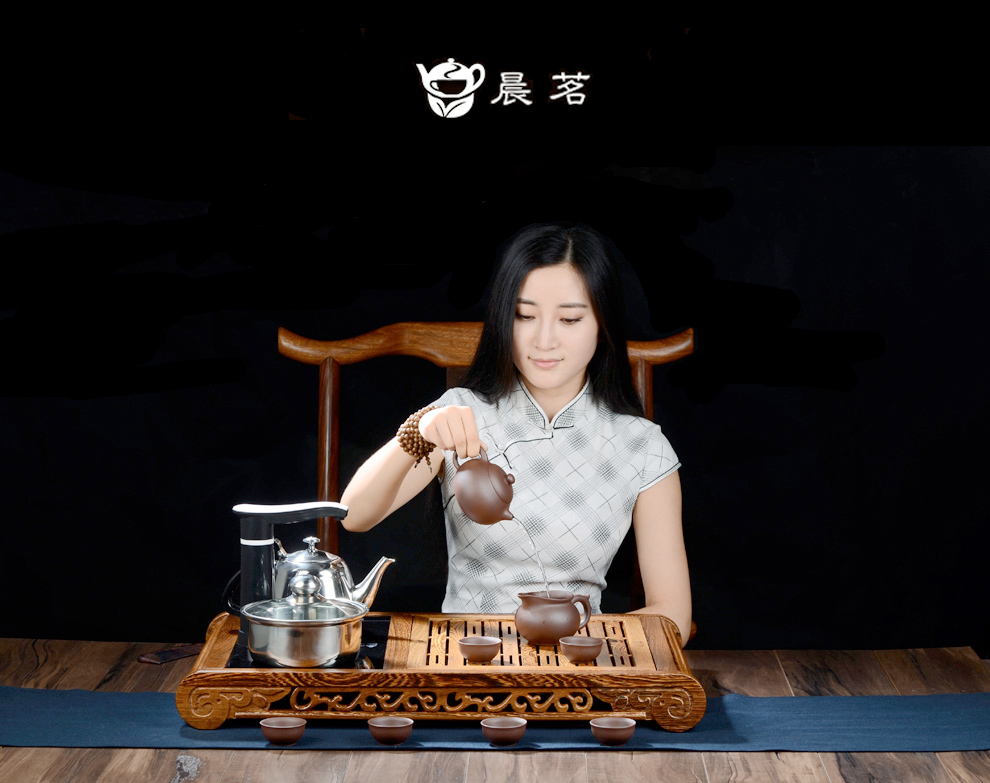 晨茗 宜兴紫砂茶叶罐大号普洱醒茶存茶罐 手工贴花工艺茶缸 七子茶饼密封罐 花开富贵10饼