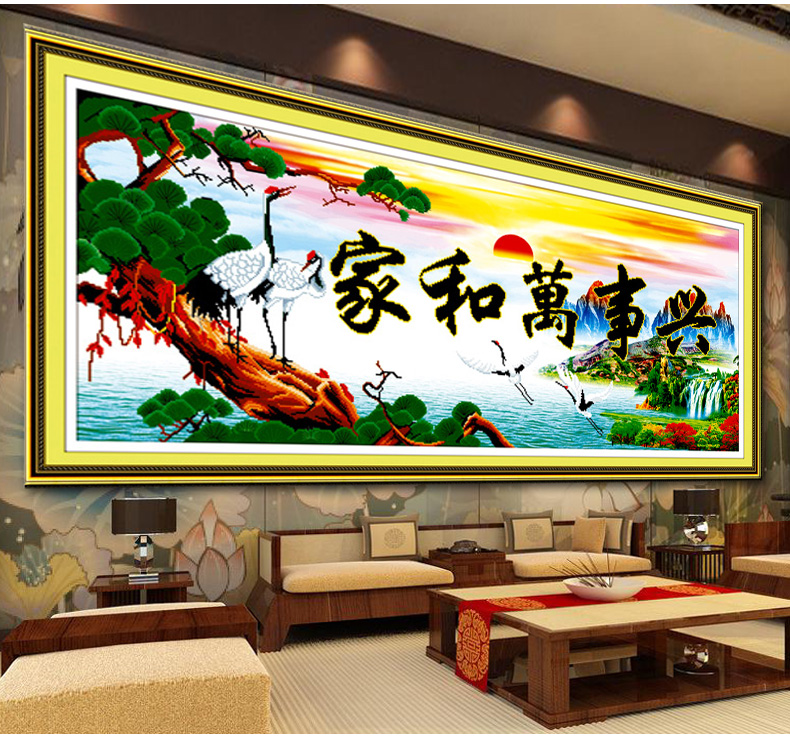 蒙娜丽莎点钻十字绣5D钻石画家和万事兴鹤寿延年钻石绣贴钻画砖石秀水钻画新款大幅客厅砖石绣钻 Z259(MK1214) 长1.35米*宽0.55米