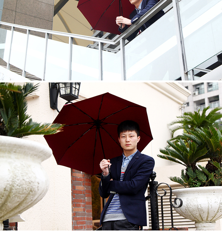 
                                        Fasola全自动晴雨伞 抗风男士商务伞三折伞情侣伞 枣红色                