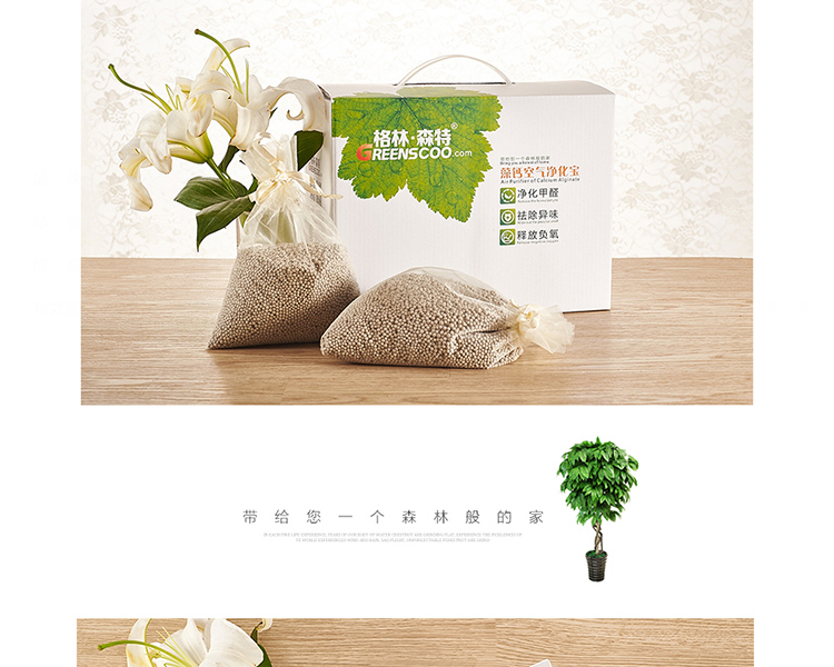 格林·森特 藻钙空气净化宝2400g 家具新车室内装修除异味去甲醛 衣柜干燥剂