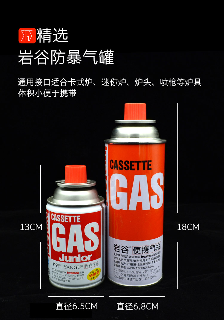 岩谷卡式炉气罐便携卡式气瓶便携式丁烷气250g净含量防爆气瓶 250g*1